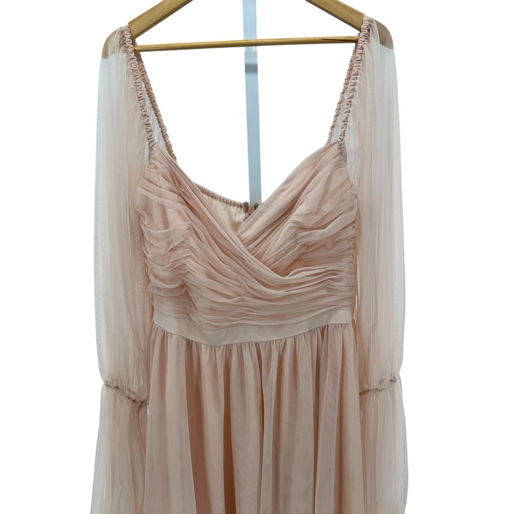 Nabela Noor x Eloquii Size 16 Tiered Puff Sleeve Tulle Midi Dress Blush‎ Pink - Picture 5 of 11